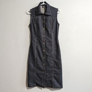 Vintage Dynamite size 5/6 button up dark jean sleeveless dress